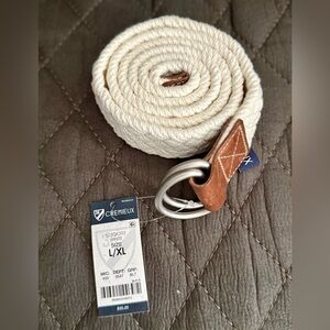 Daniel Cremieux White Cotton Rope Belt with Brown Leather Accents